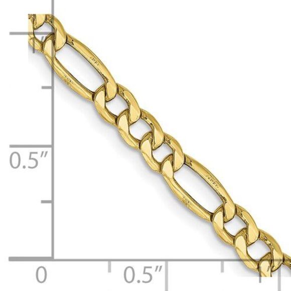 10k gold 4.4mm wide figaro link 22 inch chain - Picture 2 of 5